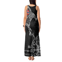 Norway Viking Ravens Tank Maxi Dress Vegvisir Runes Pattern - Wonder Print Shop