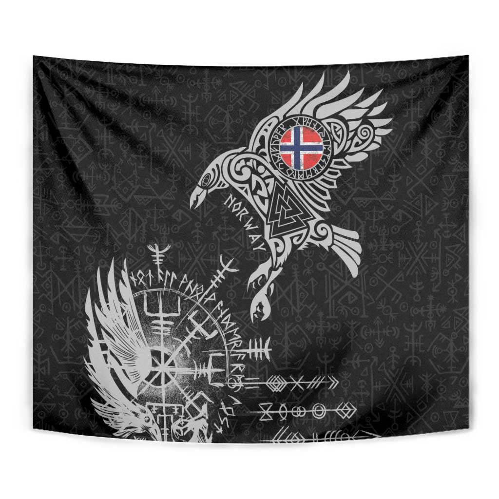 Norway Viking Ravens Tapestry Vegvisir Runes Pattern - Wonder Print Shop