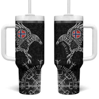 Norway Viking Ravens Tumbler With Handle Vegvisir Runes Pattern - Wonder Print Shop