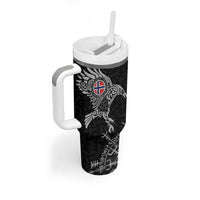 Norway Viking Ravens Tumbler With Handle Vegvisir Runes Pattern - Wonder Print Shop