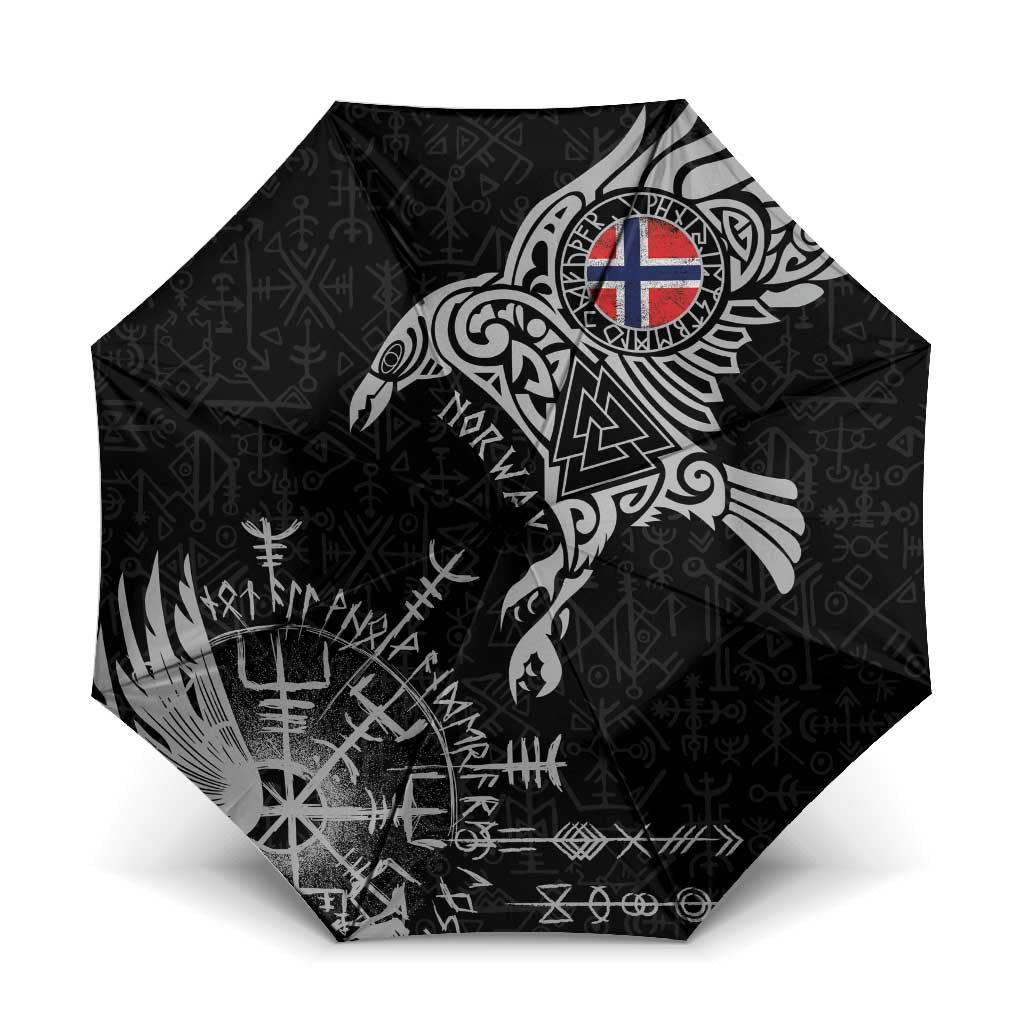 Norway Viking Ravens Umbrella Vegvisir Runes Pattern - Wonder Print Shop