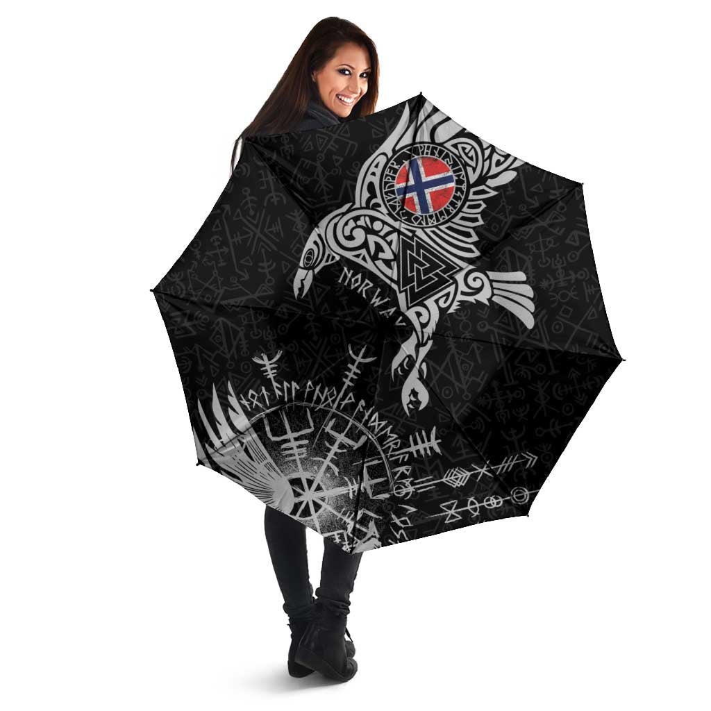 Norway Viking Ravens Umbrella Vegvisir Runes Pattern - Wonder Print Shop