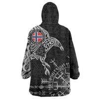 Norway Viking Ravens Wearable Blanket Hoodie Vegvisir Runes Pattern - Wonder Print Shop