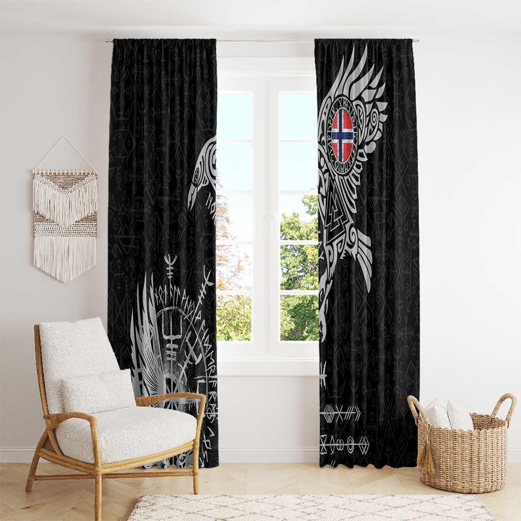Norway Viking Ravens Window Curtain Vegvisir Runes Pattern - Wonder Print Shop