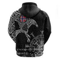 Norway Viking Ravens Zip Hoodie Vegvisir Runes Pattern - Wonder Print Shop