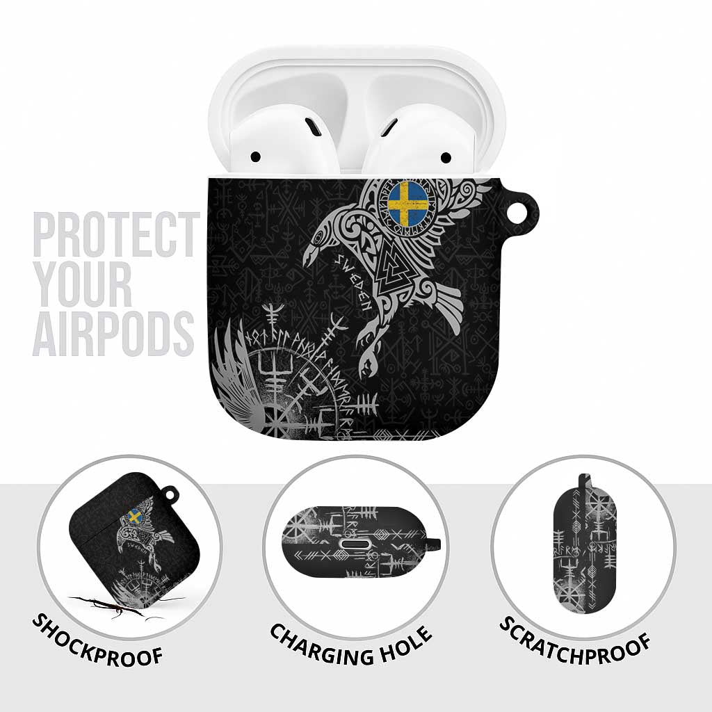 Sweden Viking Ravens AirPods Case Vegvisir Runes Pattern - Wonder Print Shop