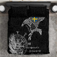 Sweden Viking Ravens Bedding Set Vegvisir Runes Pattern - Wonder Print Shop