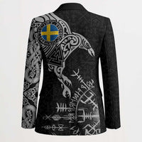 Sweden Viking Ravens Blazer Vegvisir Runes Pattern - Wonder Print Shop