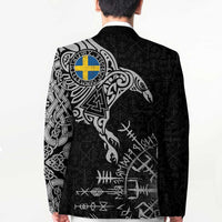 Sweden Viking Ravens Blazer Vegvisir Runes Pattern - Wonder Print Shop