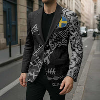 Sweden Viking Ravens Blazer Vegvisir Runes Pattern - Wonder Print Shop