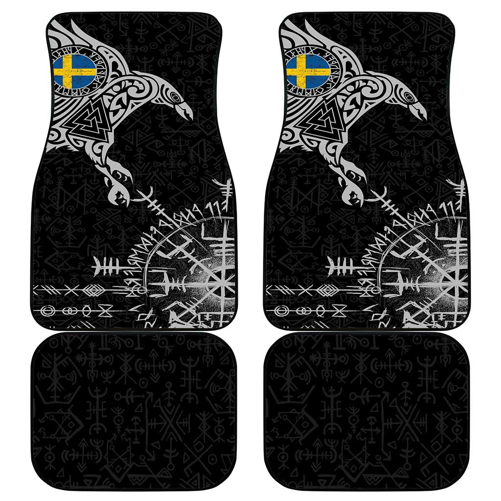 Sweden Viking Ravens Car Mats Vegvisir Runes Pattern - Wonder Print Shop