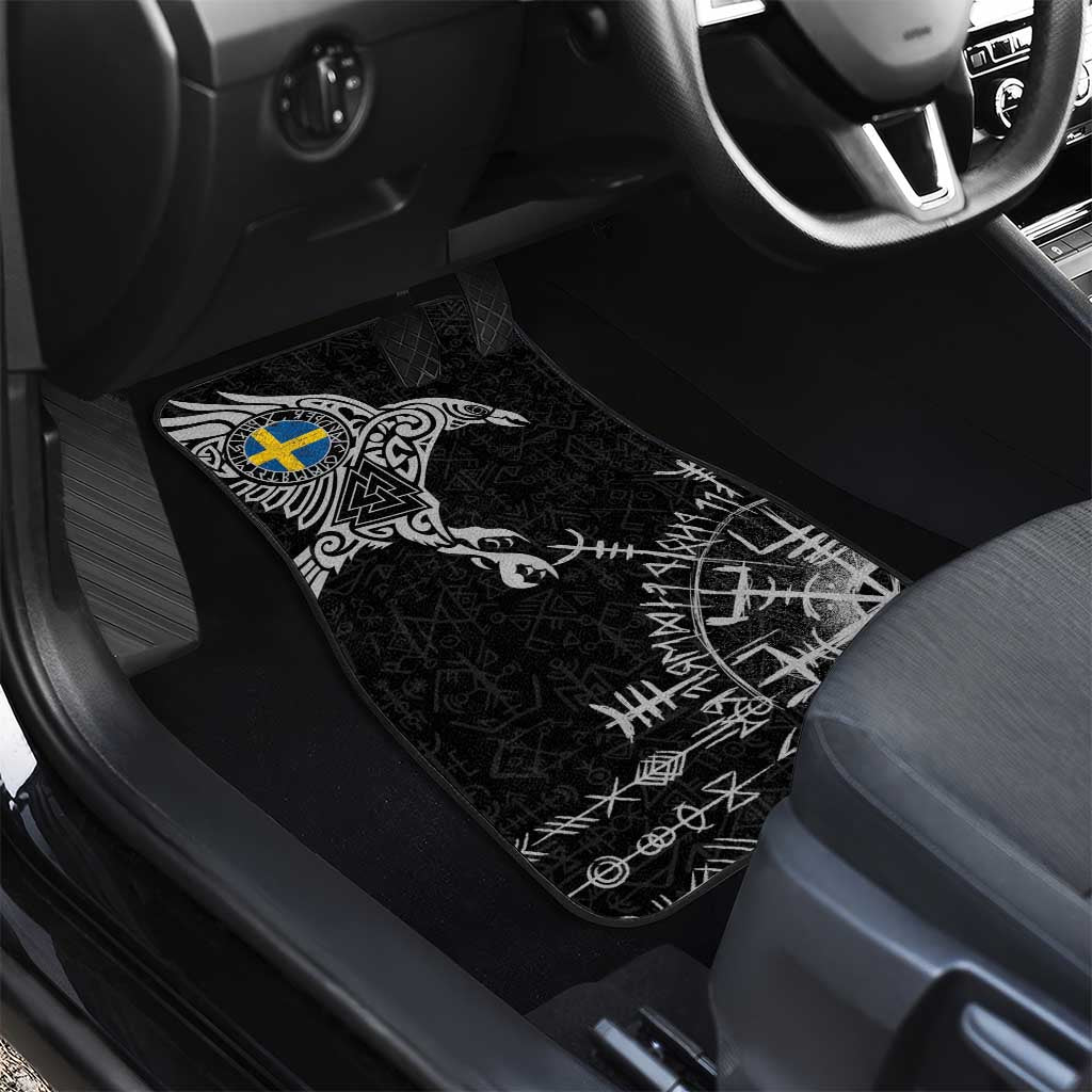 Sweden Viking Ravens Car Mats Vegvisir Runes Pattern - Wonder Print Shop
