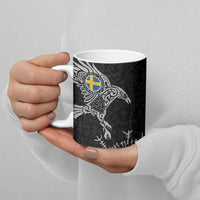 Sweden Viking Ravens Ceramic Mug Vegvisir Runes Pattern - Wonder Print Shop