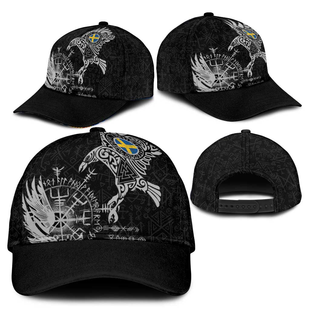 Sweden Viking Ravens Classic Cap Vegvisir Runes Pattern - Wonder Print Shop