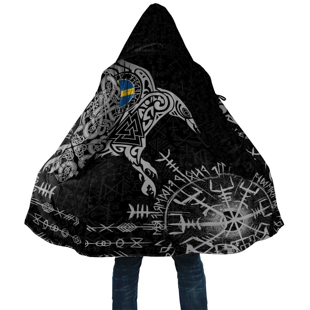 Sweden Viking Ravens Cloak Vegvisir Runes Pattern - Wonder Print Shop
