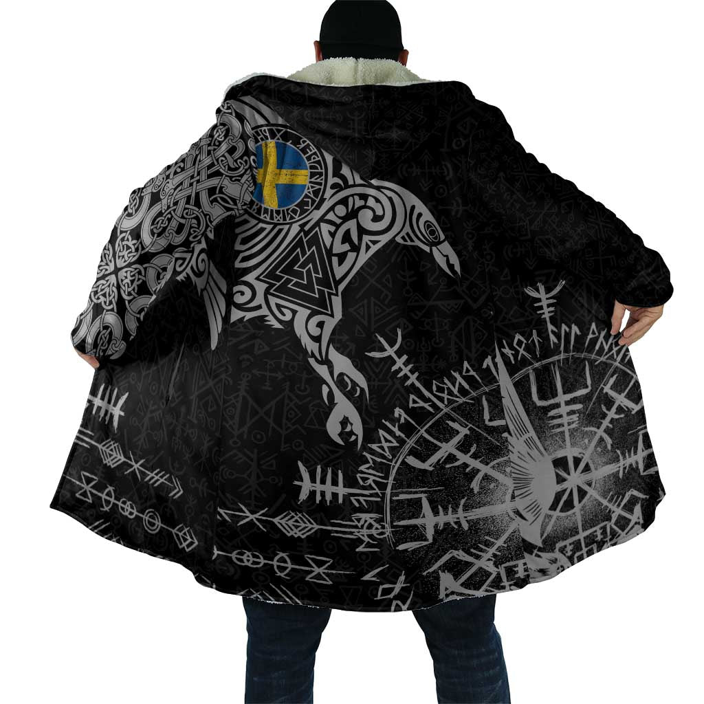 Sweden Viking Ravens Cloak Vegvisir Runes Pattern - Wonder Print Shop