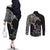Sweden Viking Ravens Couples Matching Off The Shoulder Long Sleeve Dress and Long Sleeve Button Shirt Vegvisir Runes Pattern - Wonder Print Shop