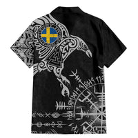Sweden Viking Ravens Family Matching Mermaid Dress and Hawaiian Shirt Vegvisir Runes Pattern - Wonder Print Shop