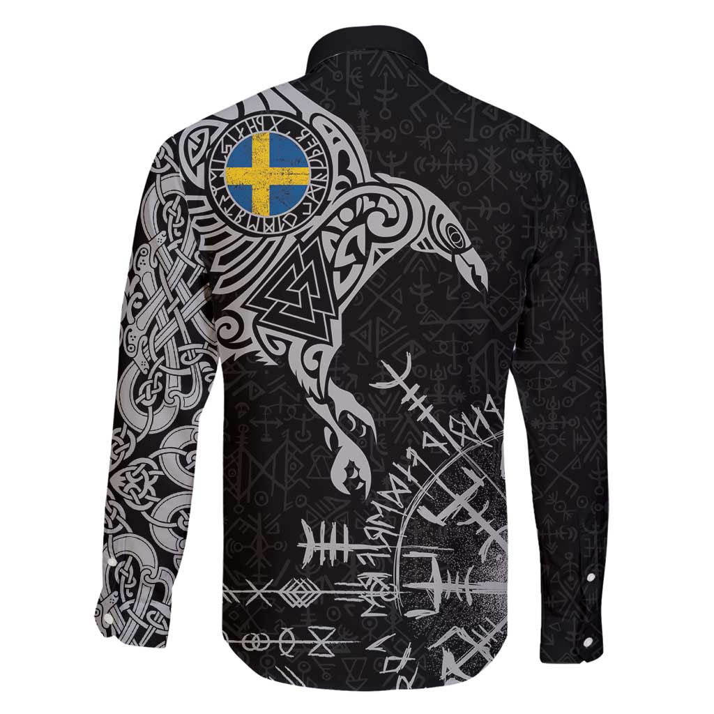 Sweden Viking Ravens Family Matching Puletasi and Hawaiian Shirt Vegvisir Runes Pattern - Wonder Print Shop