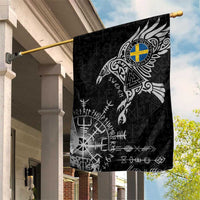 Sweden Viking Ravens Garden Flag Vegvisir Runes Pattern - Wonder Print Shop