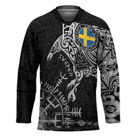 Sweden Viking Ravens Hockey Jersey Vegvisir Runes Pattern - Wonder Print Shop