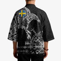 Sweden Viking Ravens Kimono Vegvisir Runes Pattern - Wonder Print Shop