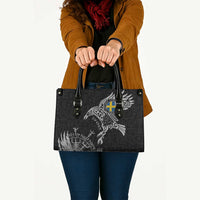 Sweden Viking Ravens Leather Bag Vegvisir Runes Pattern - Wonder Print Shop