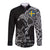 Sweden Viking Ravens Long Sleeve Button Shirt Vegvisir Runes Pattern - Wonder Print Shop