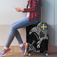 Sweden Viking Ravens Luggage Cover Vegvisir Runes Pattern - Wonder Print Shop