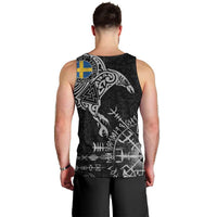Sweden Viking Ravens Men Tank Top Vegvisir Runes Pattern - Wonder Print Shop