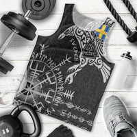 Sweden Viking Ravens Men Tank Top Vegvisir Runes Pattern - Wonder Print Shop