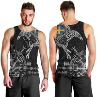 Sweden Viking Ravens Men Tank Top Vegvisir Runes Pattern - Wonder Print Shop