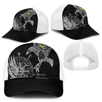 Sweden Viking Ravens Mesh Trucker Cap Vegvisir Runes Pattern - Wonder Print Shop
