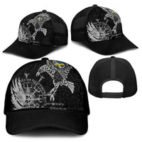 Sweden Viking Ravens Mesh Trucker Cap Vegvisir Runes Pattern - Wonder Print Shop