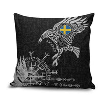 Sweden Viking Ravens Pillow Cover Vegvisir Runes Pattern - Wonder Print Shop