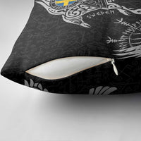 Sweden Viking Ravens Pillow Cover Vegvisir Runes Pattern - Wonder Print Shop