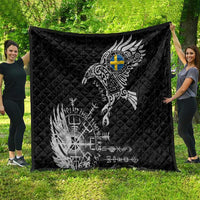 Sweden Viking Ravens Quilt Vegvisir Runes Pattern - Wonder Print Shop