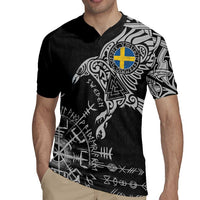 Sweden Viking Ravens Rugby Jersey Vegvisir Runes Pattern - Wonder Print Shop