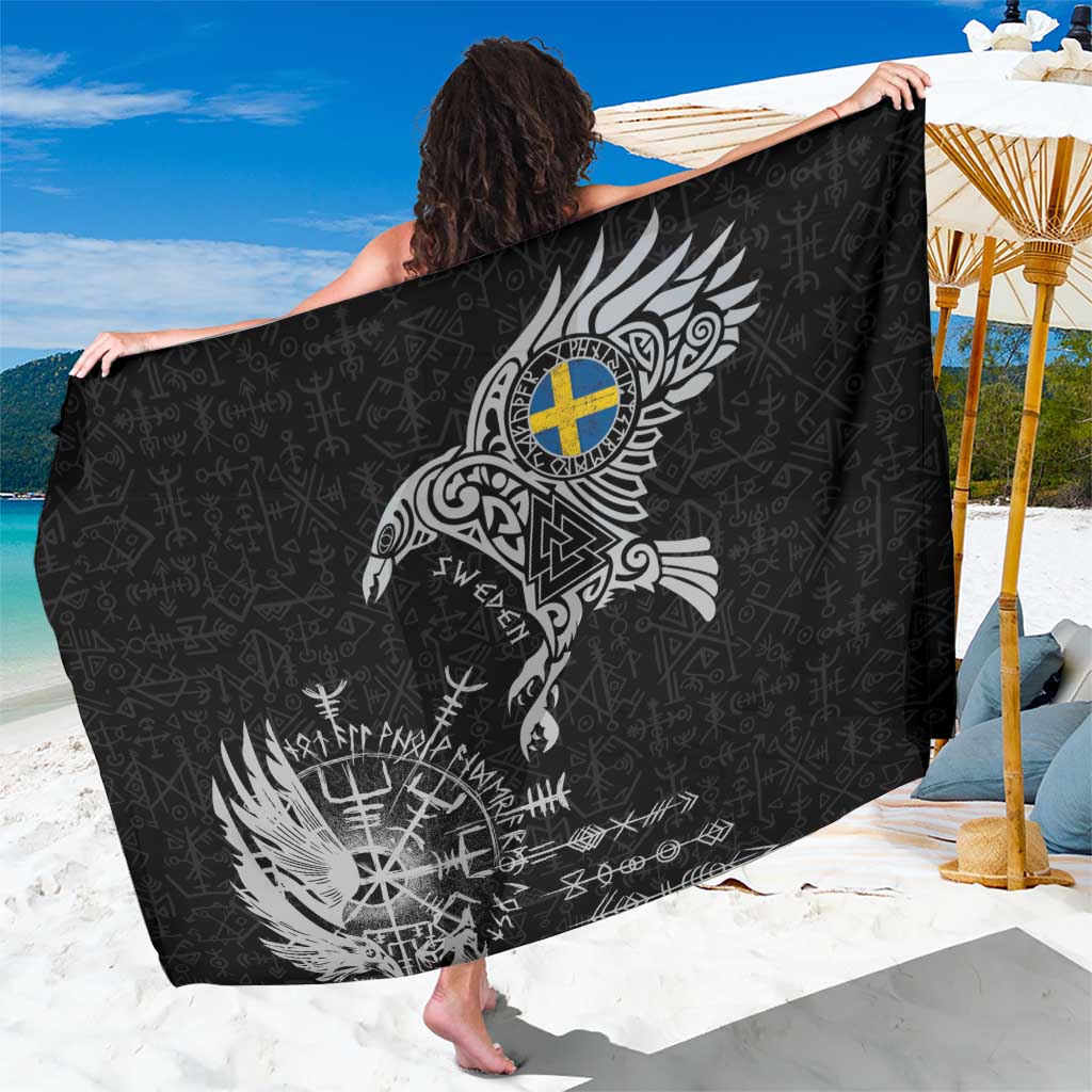 Sweden Viking Ravens Sarong Vegvisir Runes Pattern - Wonder Print Shop