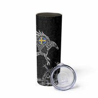 Sweden Viking Ravens Skinny Tumbler Vegvisir Runes Pattern - Wonder Print Shop