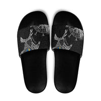 Sweden Viking Ravens Slide Sandals Vegvisir Runes Pattern - Wonder Print Shop