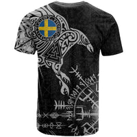 Sweden Viking Ravens T Shirt Vegvisir Runes Pattern - Wonder Print Shop