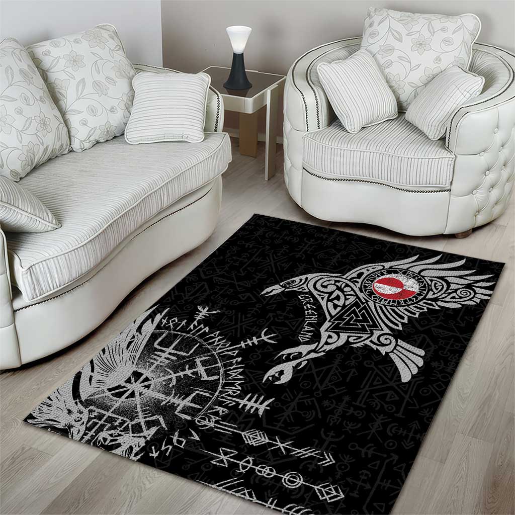 Greenland Viking Ravens Area Rug Vegvisir Runes Pattern - Wonder Print Shop