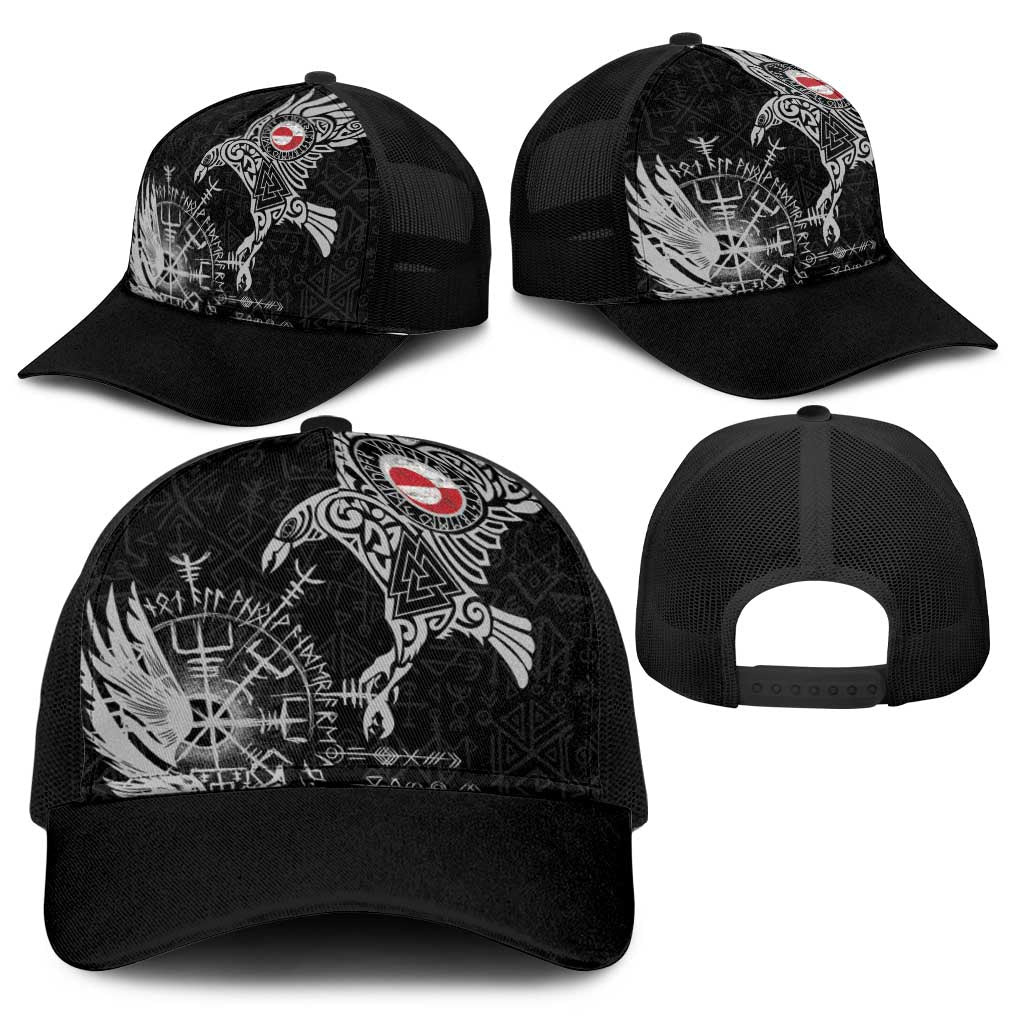 Greenland Viking Ravens Baseball Net Cap Vegvisir Runes Pattern - Wonder Print Shop