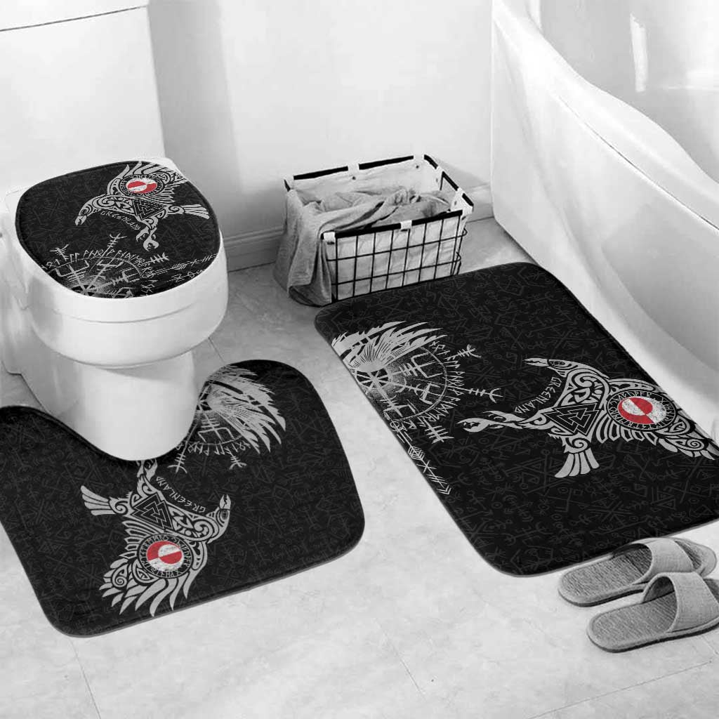 Greenland Viking Ravens Bathroom Set Vegvisir Runes Pattern - Wonder Print Shop