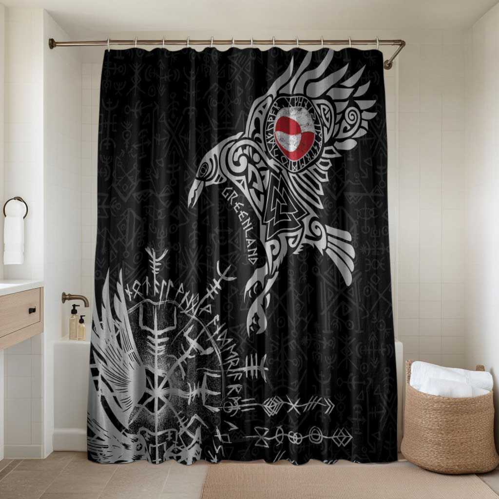 Greenland Viking Ravens Bathroom Set Vegvisir Runes Pattern - Wonder Print Shop