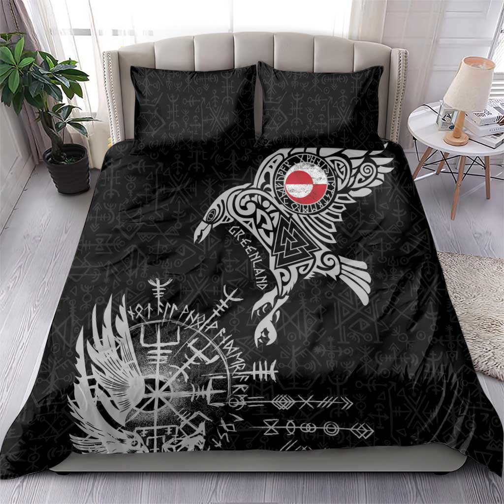 Greenland Viking Ravens Bedding Set Vegvisir Runes Pattern - Wonder Print Shop