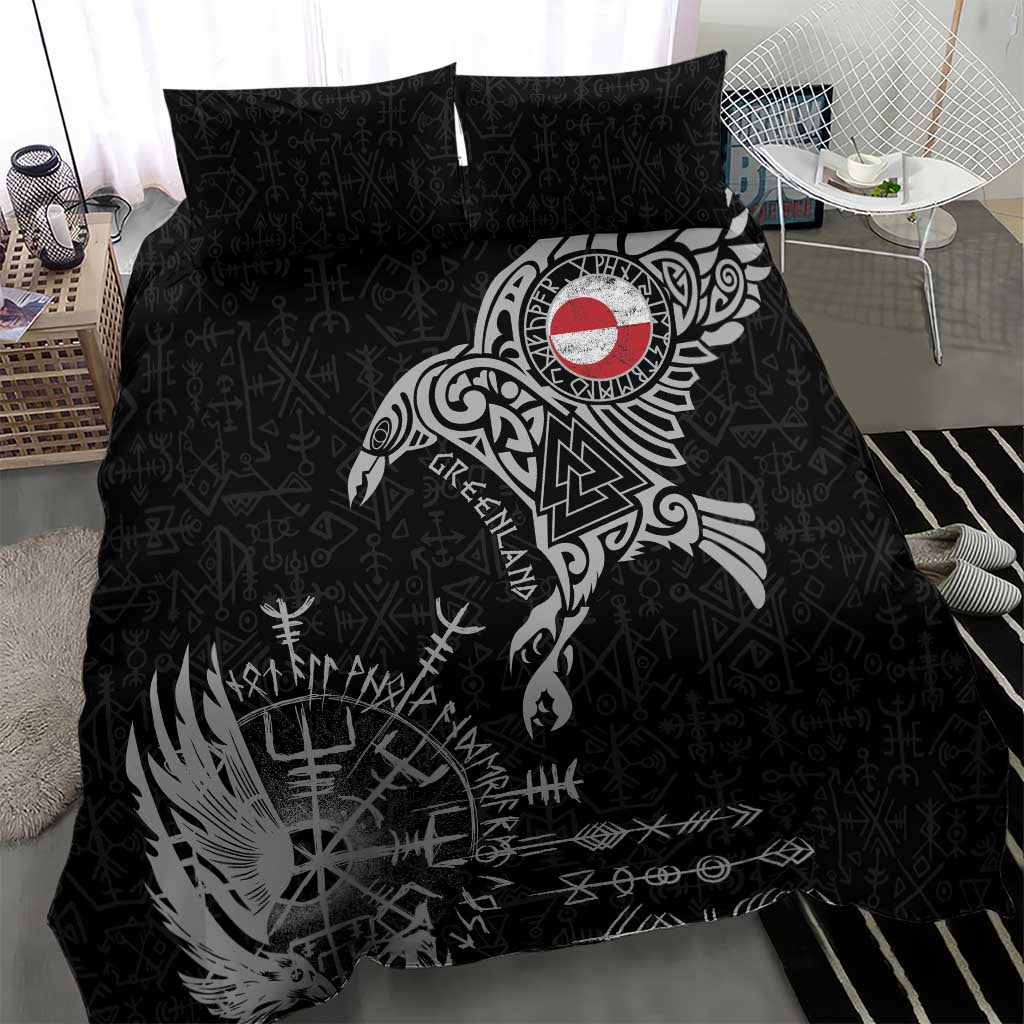 Greenland Viking Ravens Bedding Set Vegvisir Runes Pattern - Wonder Print Shop