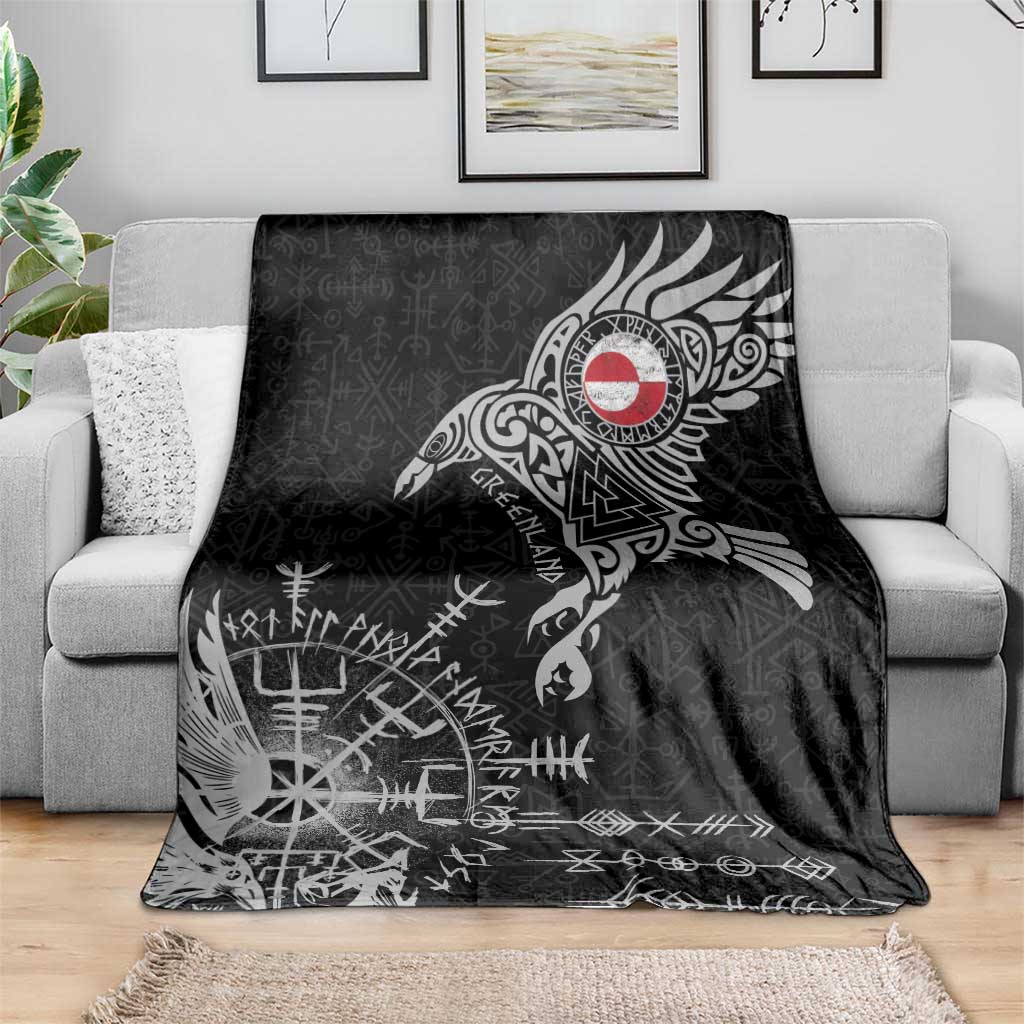 Greenland Viking Ravens Blanket Vegvisir Runes Pattern - Wonder Print Shop