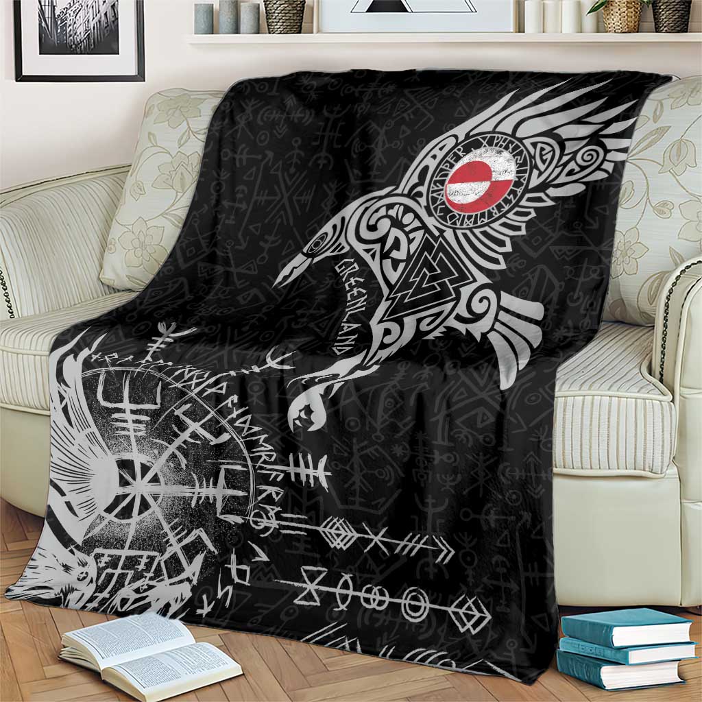 Greenland Viking Ravens Blanket Vegvisir Runes Pattern - Wonder Print Shop